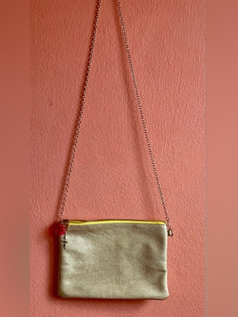 ban.do Gold Metallic Crossbody with Yellow Zip and Red Pom